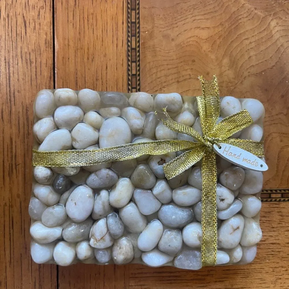 Hand made Pebble Stones Soap Dish in yellow cream